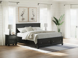 Furniture City Houma - Ashley Furniture - Lanolee Bedroom - California King Panel Storage Bed / Black - B687B20