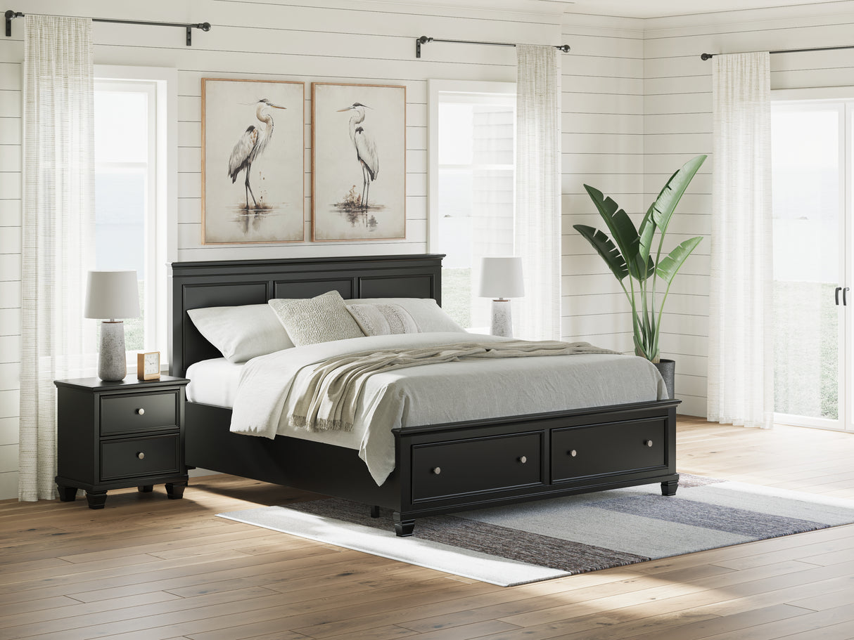 Furniture City Houma - Ashley Furniture - Lanolee Bedroom - King Panel Storage Bed / Black - B687B19
