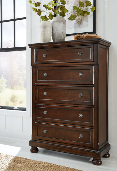 Furniture City Houma - Ashley Furniture - Porter Chest of Drawers - Chest / Rustic Brown - B697-46