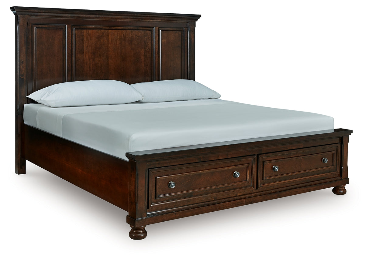 Furniture City Houma - Ashley Furniture - Porter Bedroom - King Panel Storage Bed / Rustic Brown - B697B44
