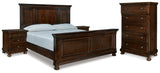 Furniture City Houma - Ashley Furniture - Porter King Panel Bed - King Panel Bed, Chest and 2 Nightstands / Rustic Brown - B697B31