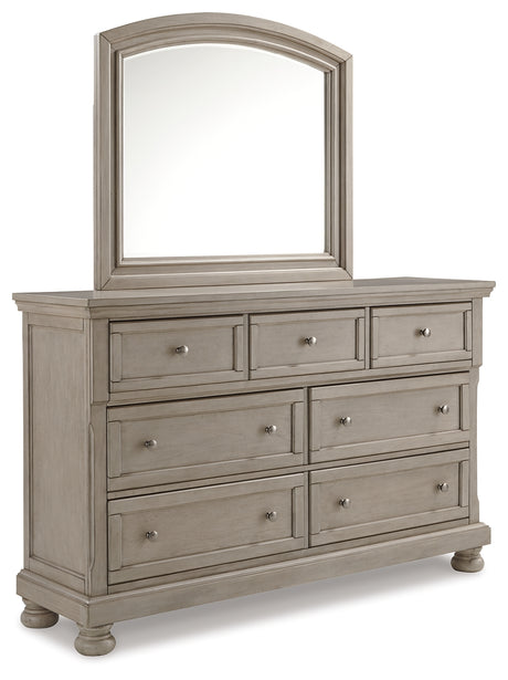 Furniture City Houma - Ashley Furniture - Lettner Queen Panel Bed, Dresser and Mirror - Queen Panel Bed, Dresser and Mirror / Light Gray - B733B4