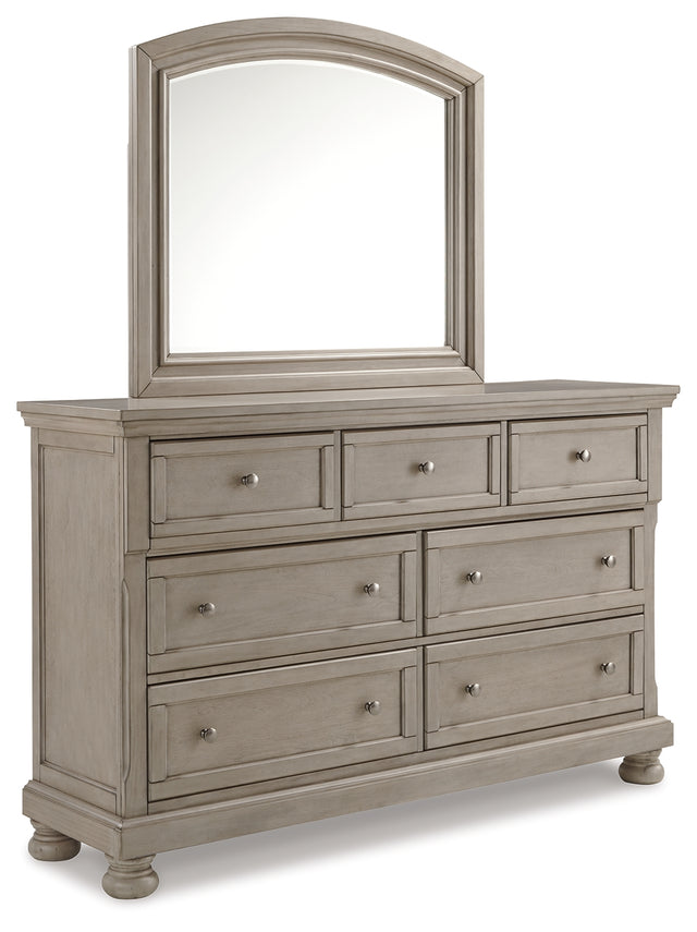 Furniture City Houma - Ashley Furniture - Lettner Queen Panel Bed, Dresser and Mirror - Queen Panel Bed, Dresser and Mirror / Light Gray - B733B4