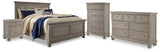 Furniture City Houma - Ashley Furniture - Lettner California King Panel Bed - California King Panel Bed, Dresser, Chest and 2 Nightstands / Light Gray - B733B47