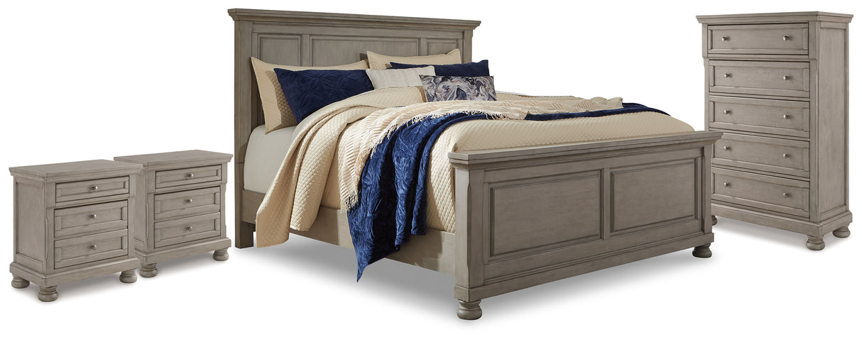 Furniture City Houma - Ashley Furniture - Lettner King Panel Bed, Chest and 2 Nightstands - King Panel Bed, Chest and 2 Nightstands - B733B59