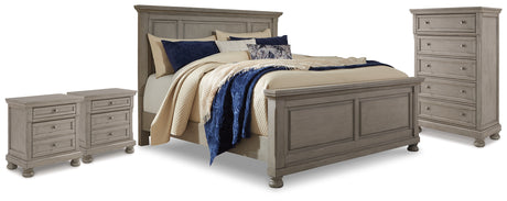 Furniture City Houma - Ashley Furniture - Lettner King Panel Bed, Chest and 2 Nightstands - King Panel Bed, Chest and 2 Nightstands - B733B59