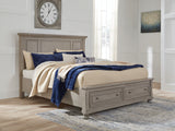 Furniture City Houma - Ashley Furniture - Lettner Bedroom - King Panel Storage Bed / Light Gray - B733B33