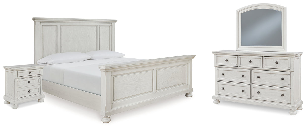 Furniture City Houma - Ashley Furniture - Robbinsdale Queen Panel Bed - Queen Panel Bed, Dresser, Mirror and Nightstand / Antique White - B742B40