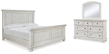 Furniture City Houma - Ashley Furniture - Robbinsdale Queen Panel Bed - Queen Panel Bed, Dresser and Mirror / Antique White - B742B4