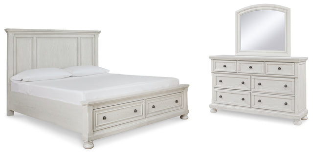 Furniture City Houma - Ashley Furniture - Robbinsdale King Panel Storage Bed, Dresser and Mirror - King Panel Storage Bed, Dresser and Mirror - B742B31