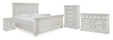 Furniture City Houma - Ashley Furniture - Robbinsdale Queen Panel Bed - Queen Panel Bed, Dresser, Chest and 2 Nightstands / Antique White - B742B35