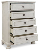 Robbinsdale Full Storage Sleigh Bed, Dresser, Mirror, Chest and Nightstand