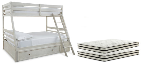 Furniture City Houma - Ashley Furniture - Robbinsdale Twin over Full with Storage and Mattresses - Twin over Full with Storage and Mattresses / Antique White - B742B39