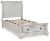 Robbinsdale Twin Sleigh Storage Bed, Dresser and Mirror