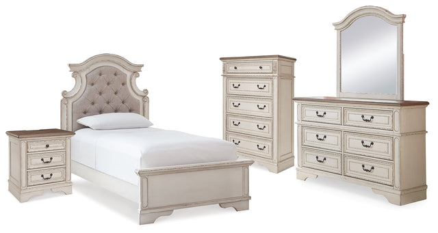 Furniture City Houma - Ashley Furniture - Realyn Twin Panel Bed, Dresser, Mirror, Chest and Nightstand - Twin Panel Bed, Dresser, Mirror, Chest and Nightstand - B743B44