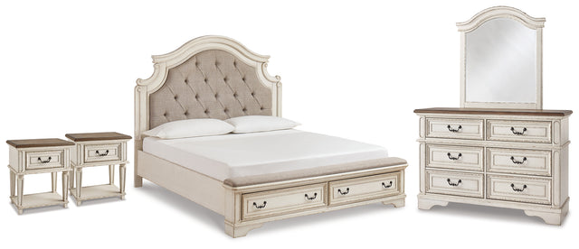 Furniture City Houma - Ashley Furniture - Realyn King Panel Storage Bed, Dresser, Mirror and 2 Nightstands - King Panel Storage Bed, Dresser, Mirror and 2 Nightstands - B743B66