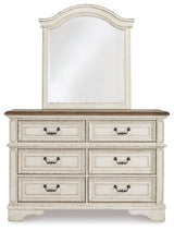 Realyn Full Upholstered Panel Bed, Dresser, Mirror, Chest and 2 Nightstands