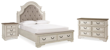 Furniture City Houma - Ashley Furniture - Realyn Queen Upholstered Panel Bed with Storage, Dresser and Nightstand - Queen Upholstered Panel Bed with Storage, Dresser and Nightstand - B743B57