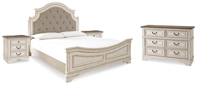 Furniture City Houma - Ashley Furniture - Realyn King Panel Bed, Dresser and 2 Nightstands - King Panel Bed, Dresser and 2 Nightstands / Two-tone - B743B63