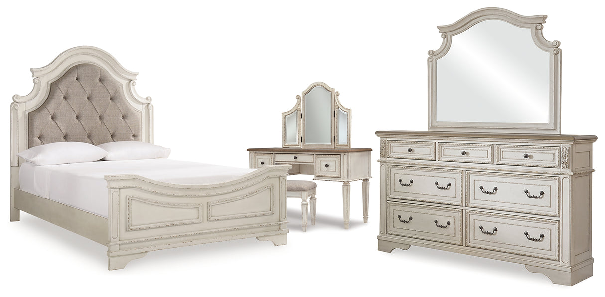 Furniture City Houma - Ashley Furniture - Realyn Queen Panel Bed, Dresser, Mirror and Vanity - Queen Panel Bed, Dresser, Mirror and Vanity / Two-tone - B743B86