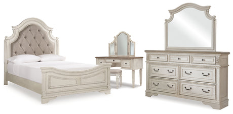 Furniture City Houma - Ashley Furniture - Realyn Queen Panel Bed, Dresser, Mirror and Vanity - Queen Panel Bed, Dresser, Mirror and Vanity / Two-tone - B743B86