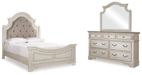 Furniture City Houma - Ashley Furniture - Realyn Queen Upholstered Panel Bed, Dresser and Mirror - Queen Upholstered Panel Bed, Dresser and Mirror / Two-tone - B743B3