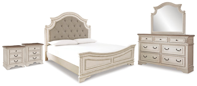 Furniture City Houma - Ashley Furniture - Realyn King Panel Bed, Dresser, Mirror and 2 Nightstands - King Panel Bed, Dresser, Mirror and 2 Nightstands - B743B70