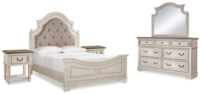 Furniture City Houma - Ashley Furniture - Realyn Queen Upholstered Panel Bed, Dresser, Mirror and 2 Nightstands - Queen Upholstered Panel Bed, Dresser, Mirror and 2 Nightstands - B743B49