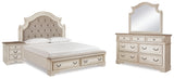 Furniture City Houma - Ashley Furniture - Realyn King Upholstered Panel Bed - King Upholstered Panel Bed, Dresser, Mirror and Nightstand / Two-tone - B743B33