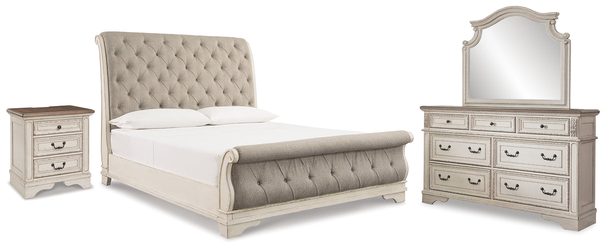 Furniture City Houma - Ashley Furniture - Realyn King Sleigh Bed - King Sleigh Bed, Dresser Mirror and Nightstand / Two-tone - B743B65