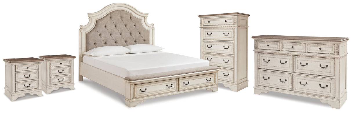Furniture City Houma - Ashley Furniture - Realyn King Storage Bed, Dresser, Chest and 2 Nightstands - King Storage Bed, Dresser, Chest and 2 Nightstands - B743B69