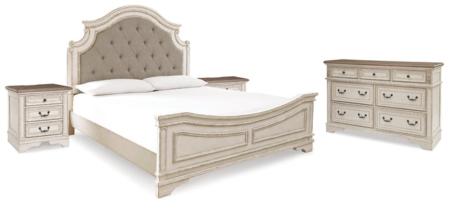 Furniture City Houma - Ashley Furniture - Realyn King Bed, Dresser and 2 Nightstands - King Bed, Dresser and 2 Nightstands / Two-tone - B743B60