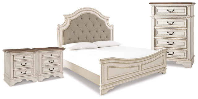 Furniture City Houma - Ashley Furniture - Realyn King Upholstered Panel Bed, Chest and 2 Nightstands - King Upholstered Panel Bed, Chest and 2 Nightstands - B743B91
