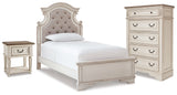 Realyn Twin Panel Bed, Chest and Nightstand
