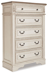 Realyn King Panel Bed, Dresser, Mirror, Chest and Nightstand