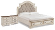 Furniture City Houma - Ashley Furniture - Realyn King Upholstered Panel Storage Bed and 2 Nightstands - King Upholstered Panel Storage Bed and 2 Nightstands / Two-tone - B743B87