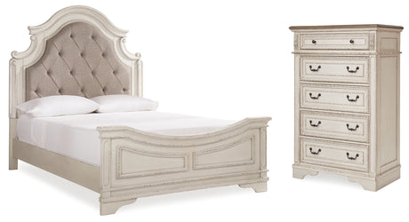 Furniture City Houma - Ashley Furniture - Realyn Queen Upholstered Panel Bed and Chest - Queen Upholstered Panel Bed and Chest - B743B54