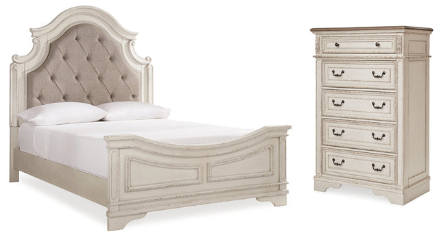 Furniture City Houma - Ashley Furniture - Realyn Queen Upholstered Panel Bed and Chest - Queen Upholstered Panel Bed and Chest - B743B54