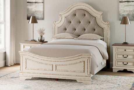 Furniture City Houma - Ashley Furniture - Realyn Queen Upholstered Panel Bed - Queen Upholstered Panel Bed / Chipped White - B743B2