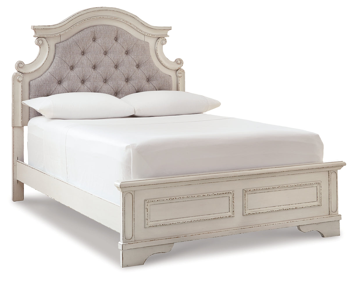 Realyn Full Upholstered Panel Bed and Dresser