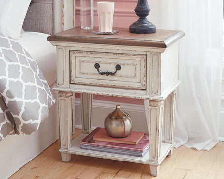 Furniture City Houma - Ashley Furniture - Realyn Nightstand - One Drawer Night Stand / Chipped White - B743-91