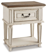 Realyn Queen Upholstered Sleigh Bed, Dresser and 2 Nightstands
