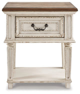 Realyn Queen Upholstered Sleigh Bed, Dresser and 2 Nightstands
