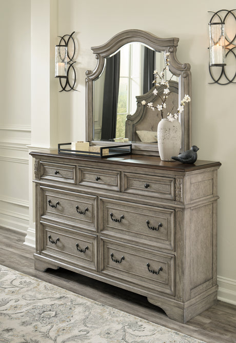 Furniture City Houma - Ashley Furniture - Lodenbay Dresser and Mirror - Dresser and Mirror / Antique Gray/Brown - B751B1