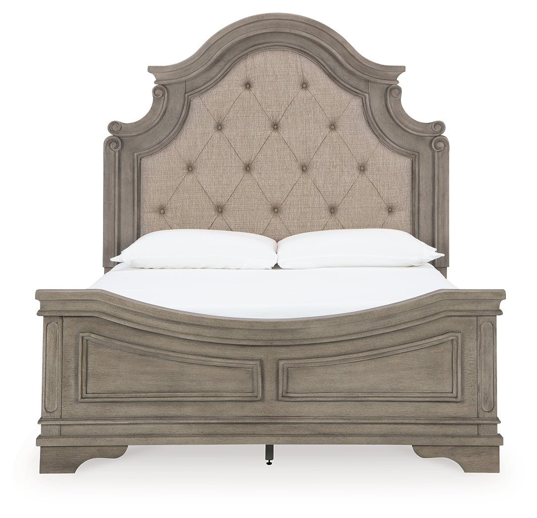 Lodenbay Queen Upholstered Panel Bed, Dresser and Mirror
