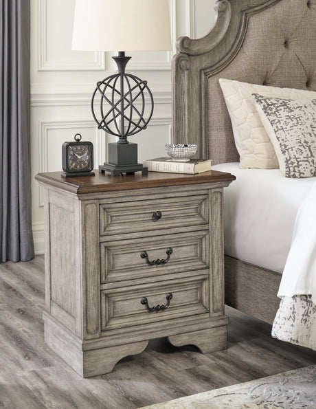 Furniture City Houma - Ashley Furniture - Lodenbay Nightstand - Three Drawer Night Stand / Antique Gray/Brown - B751-93