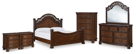 Lavinton Queen Poster Bed, Dresser, Mirror, Chest and 2 Nightstands