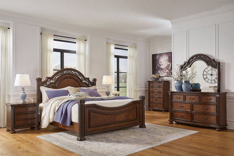 Furniture City Houma - Ashley Furniture - Lavinton King Poster Bed, Dresser, Mirror, Chest and 2 Nightstands - King Poster Bed, Dresser, Mirror, Chest and 2 Nightstands - B764B11
