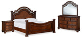 Furniture City Houma - Ashley Furniture - Lavinton Queen Poster Bed - Queen Poster Bed, Dresser, Mirror and Nightstand / Brown - B764B13