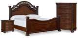 Furniture City Houma - Ashley Furniture - Lavinton Queen Poster Bed - Queen Poster Bed, Chest and Nightstand / Brown - B764B15